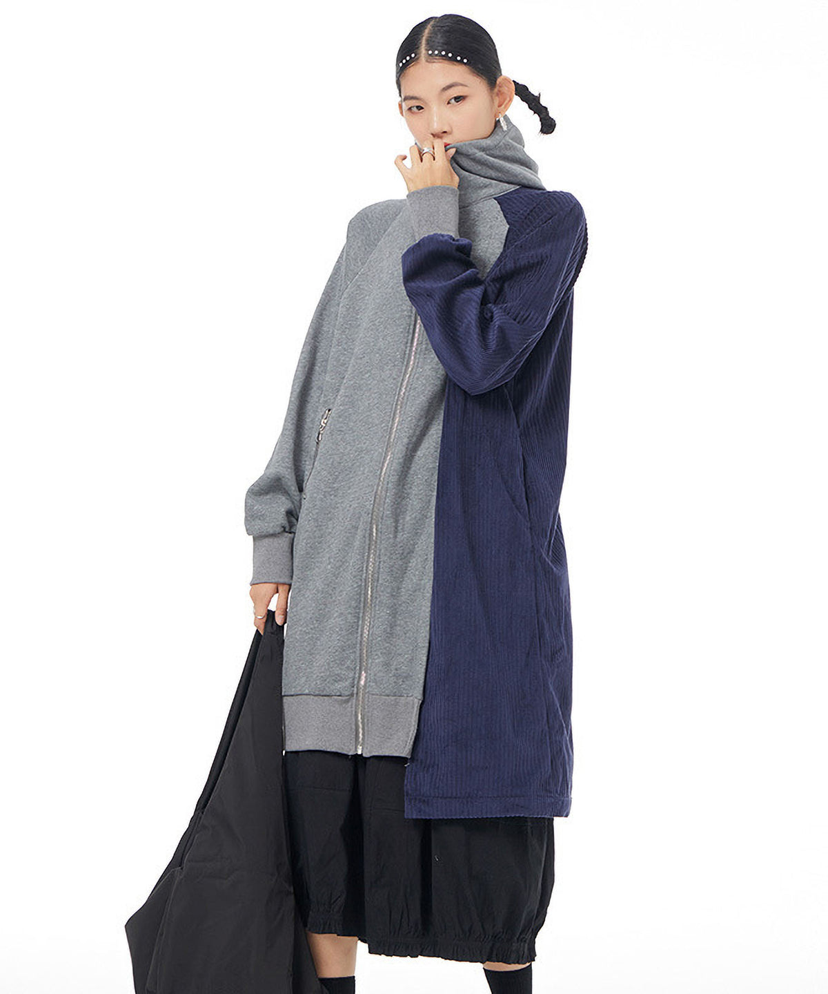 Bicolor Zip-up Hoodie