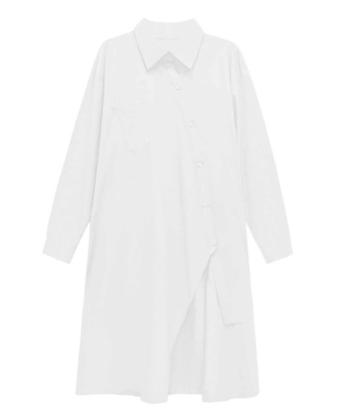 Diagonal Button Long Blouse