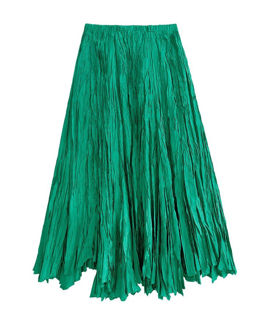 Wrinkle Flare Long Skirt