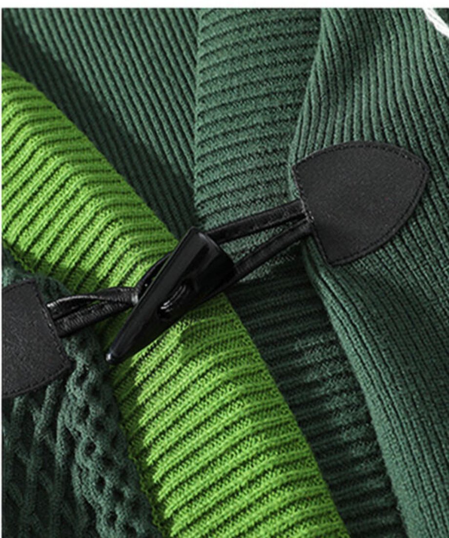 Two-Tone Patchwork Knit Cardigan