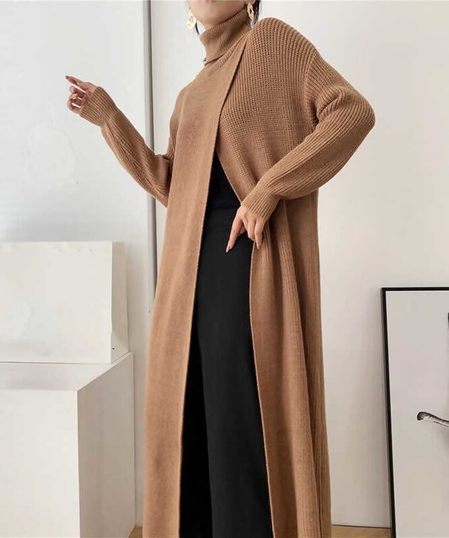 Long Knit Drape Sweater