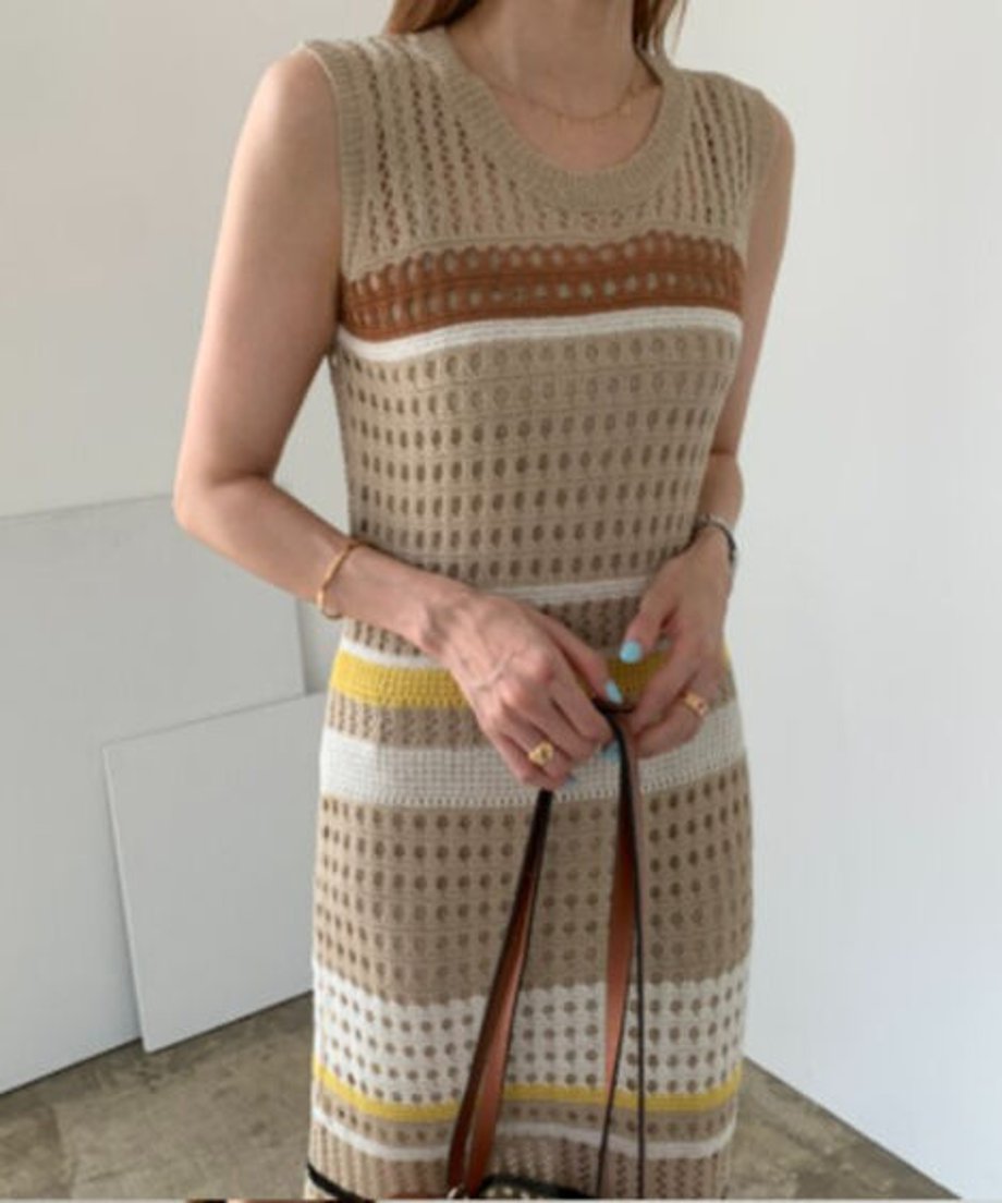 Striped Mesh Dress