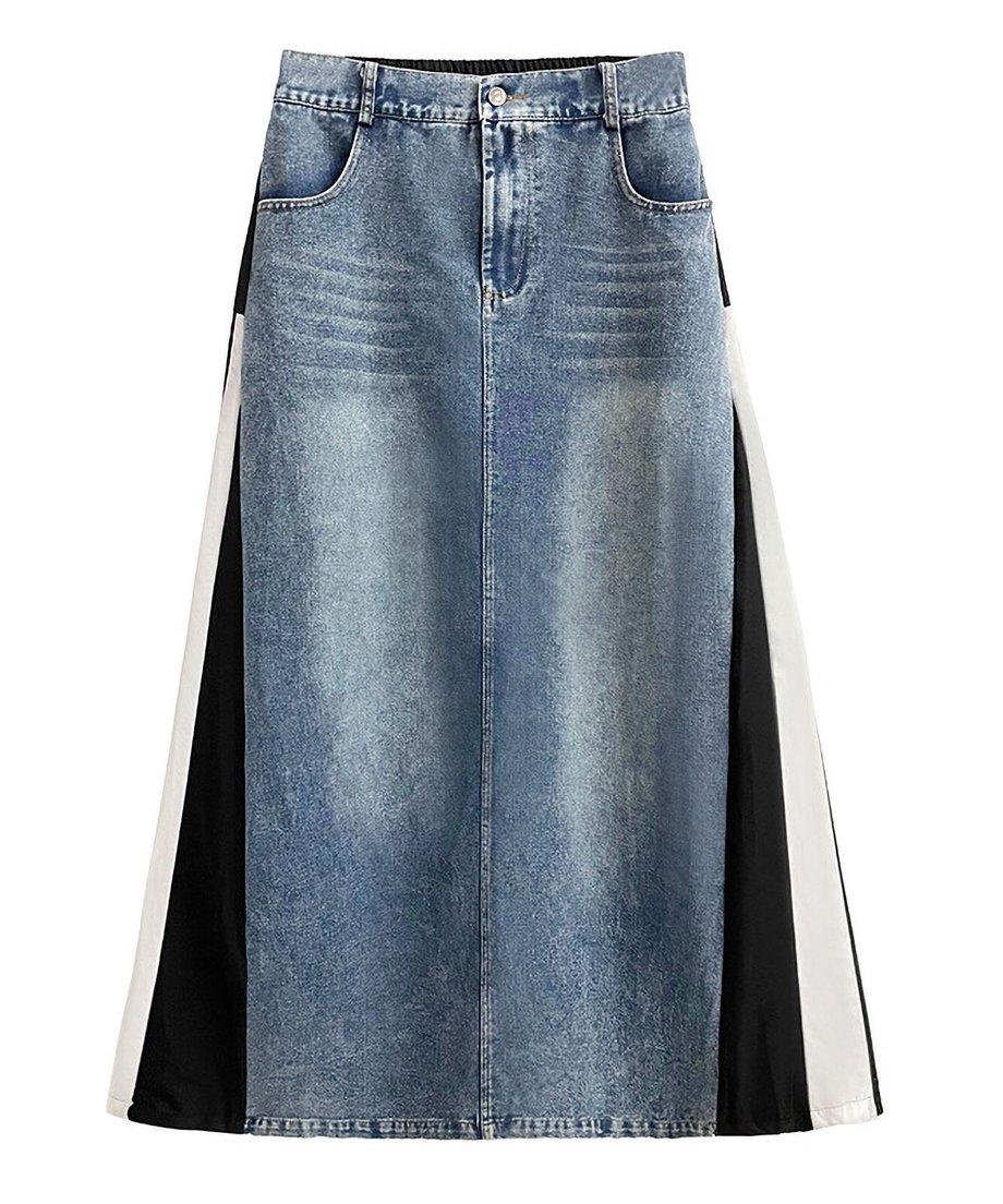 Hybrid Denim Flare Maxi Skirt
