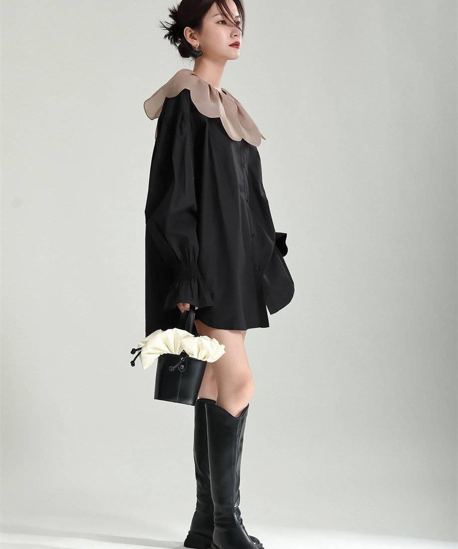 Tulip Collar Volume Sleeve Blouse