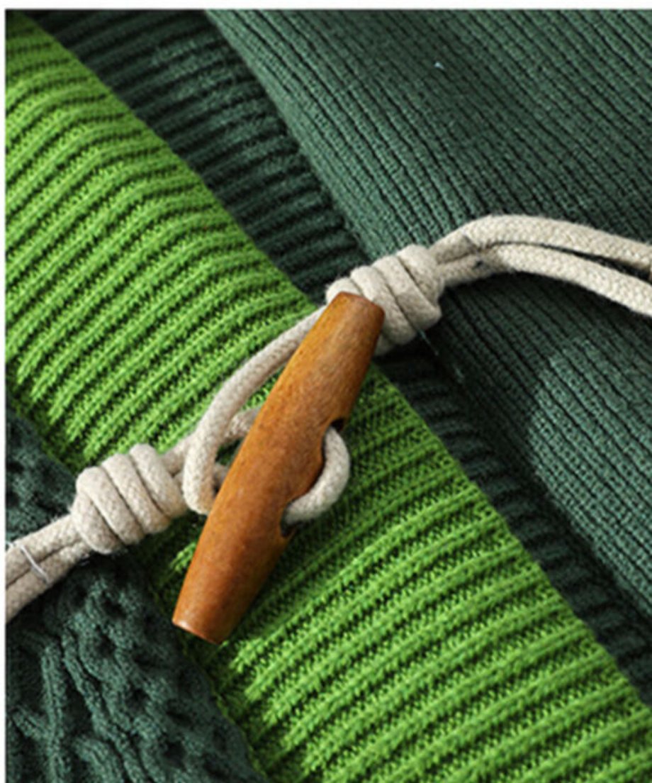 Two-Tone Patchwork Knit Cardigan