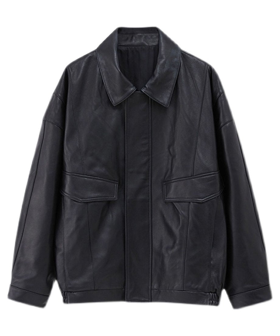 Flap Pocket Faux Leather Jacket
