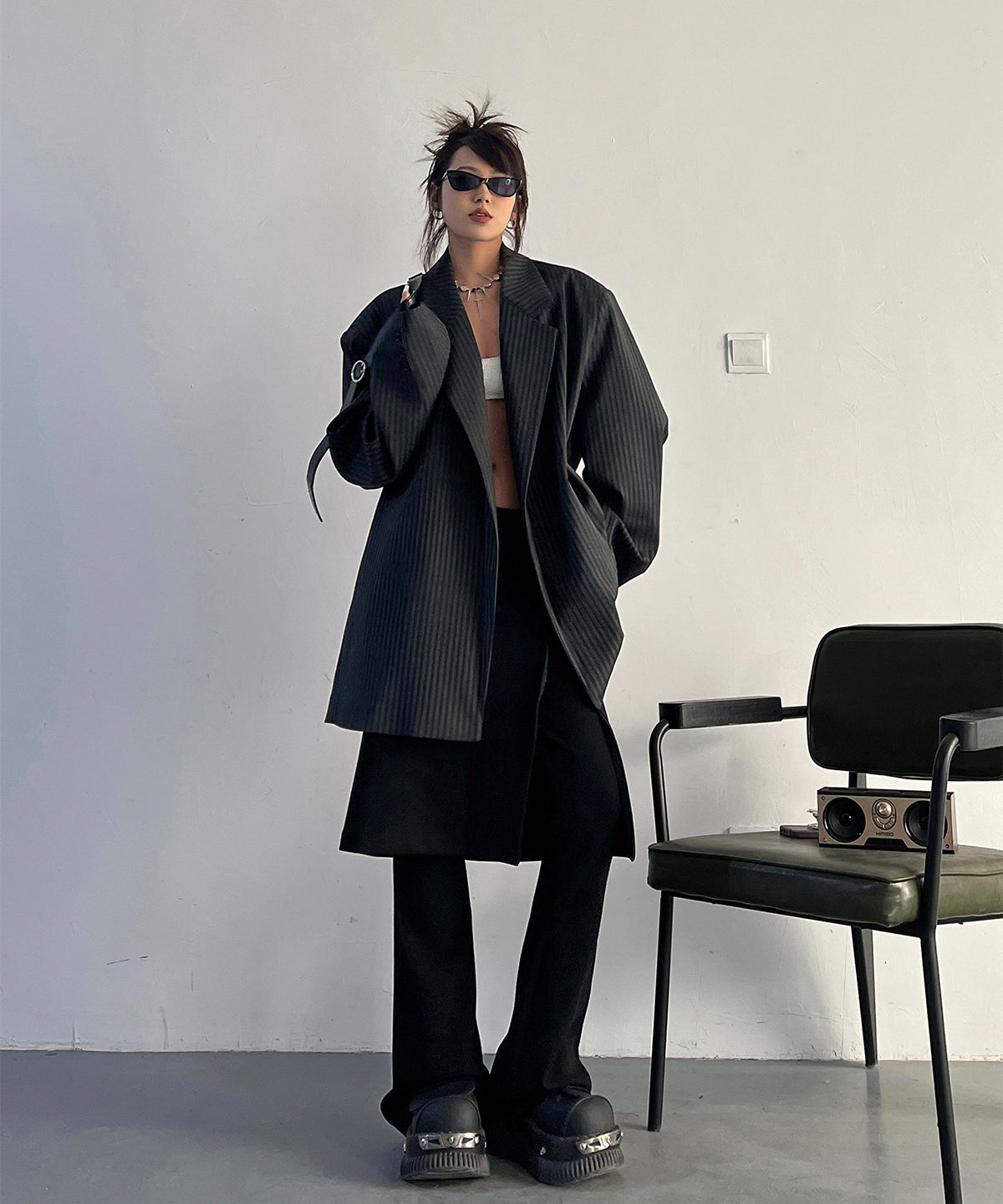 Stripe Buttonless Jacket