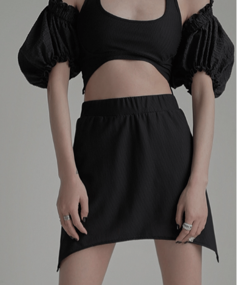 Asymmetric Skirted Flare Pants