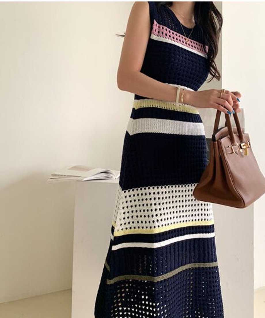 Striped Mesh Dress