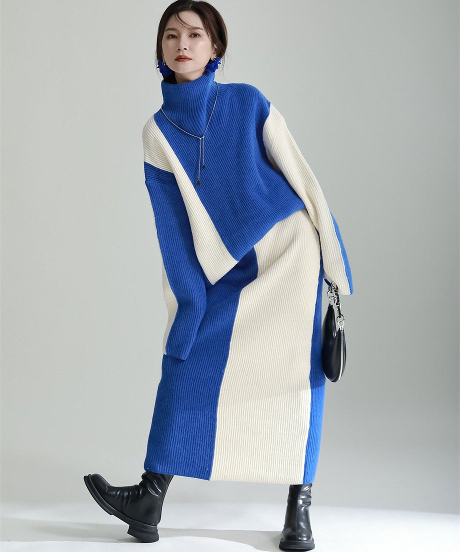 Bicolor Sweater & Skirt Co-ord