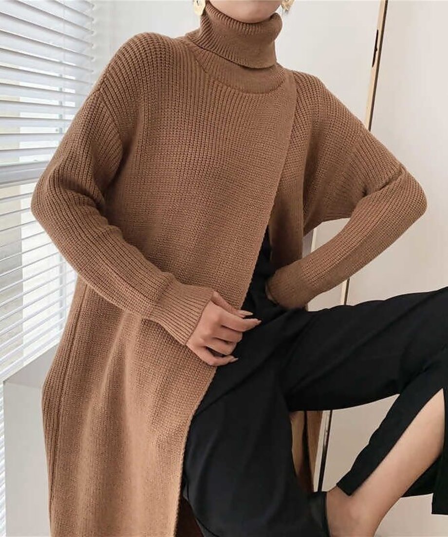 Long Knit Drape Sweater