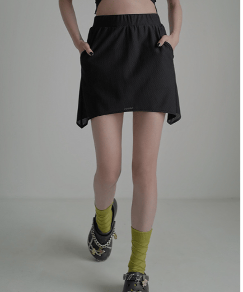 Asymmetric Skirted Flare Pants