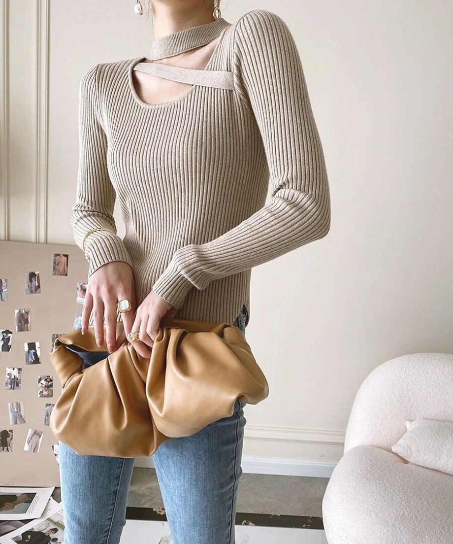 Asymmetric Rib Knit Top