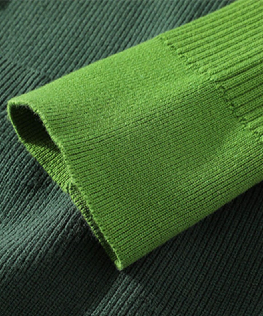 Two-Tone Patchwork Knit Cardigan