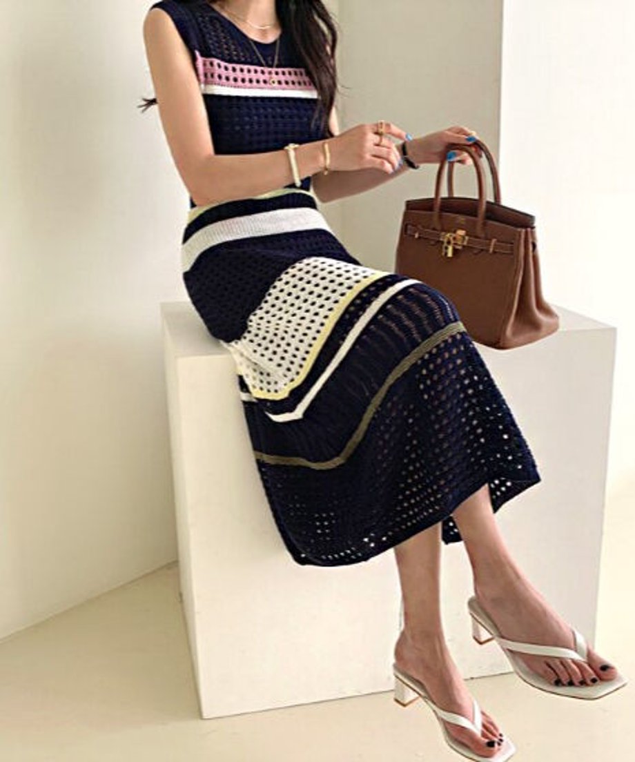 Striped Mesh Dress