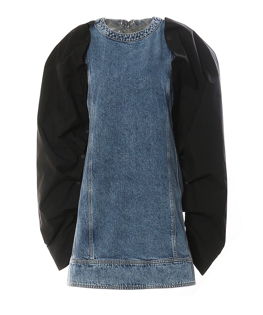 Detachable Sleeve Denim Mini Dress