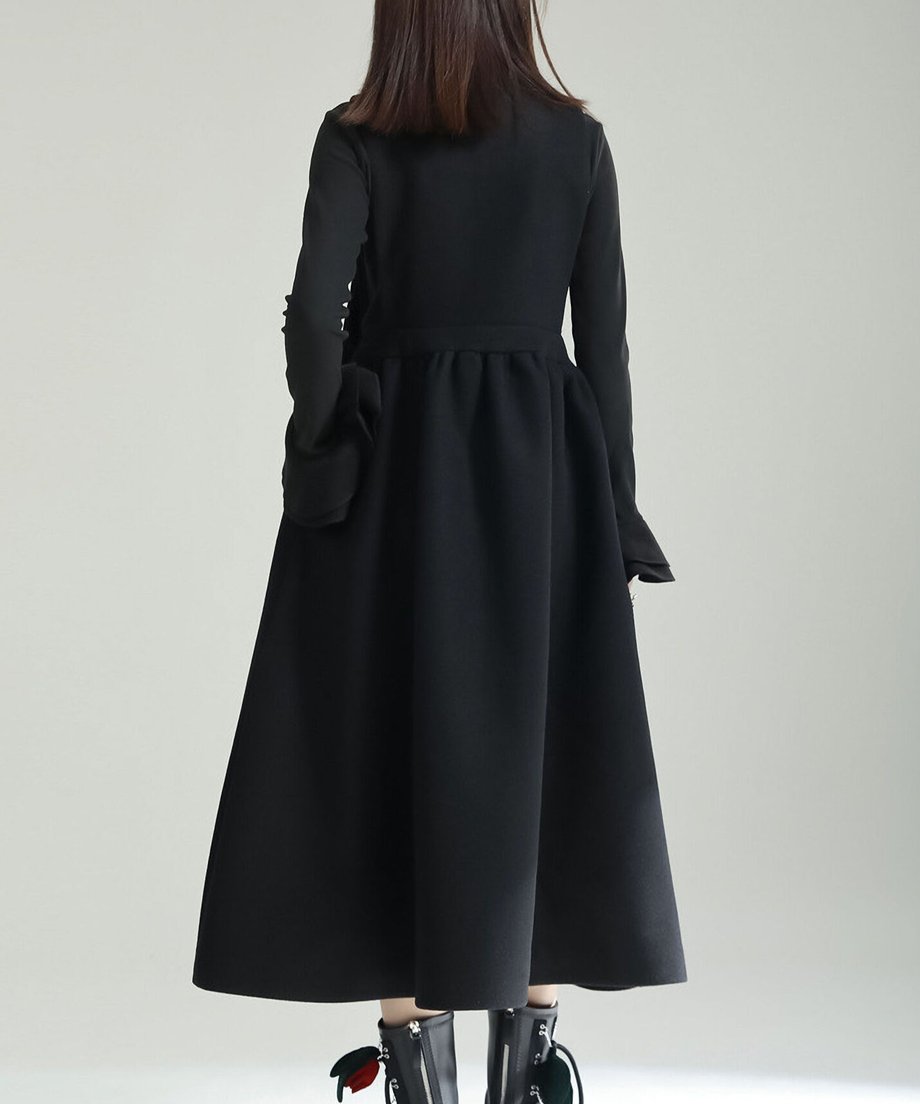 Bow Strap Wool Dress