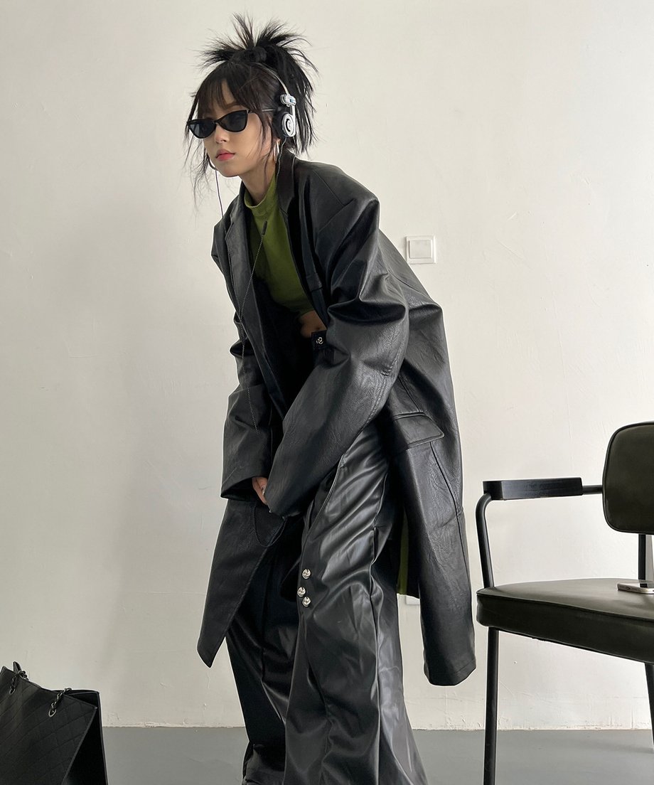 Oversized Faux Leather Jacket