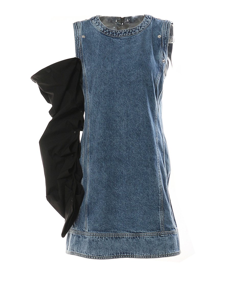 Detachable Sleeve Denim Mini Dress