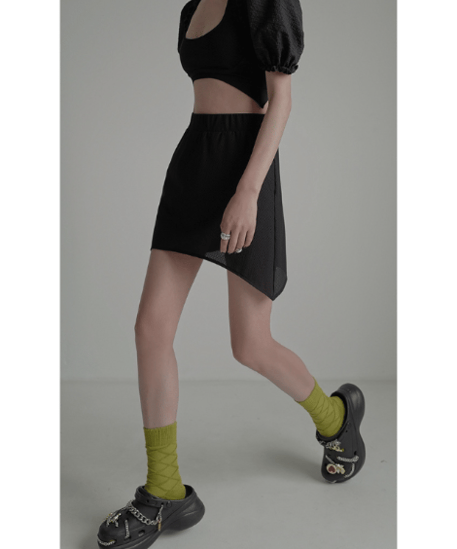 Asymmetric Skirted Flare Pants