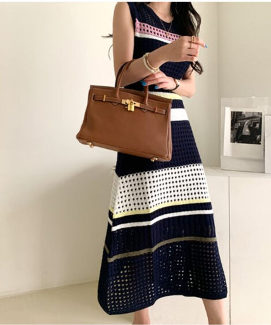 Striped Mesh Dress