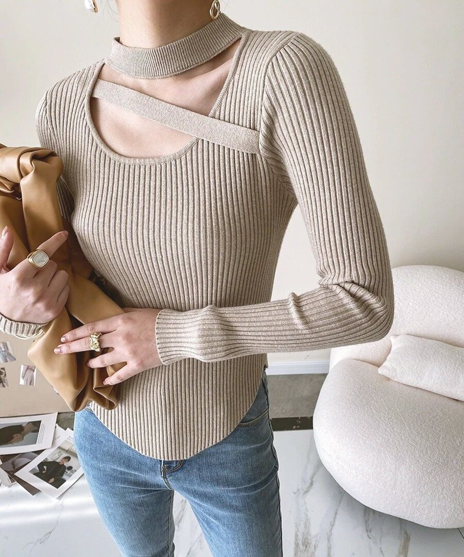 Asymmetric Rib Knit Top