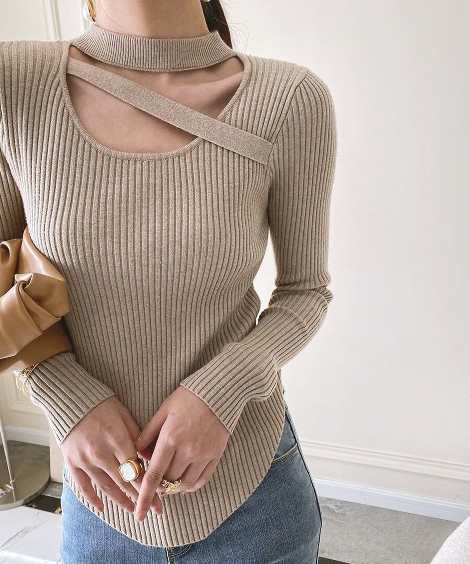 Asymmetric Rib Knit Top