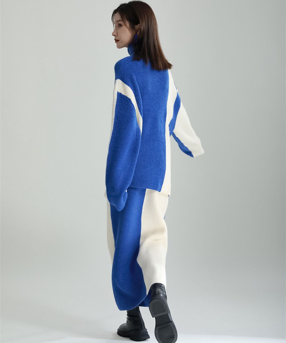 Bicolor Sweater & Skirt Co-ord