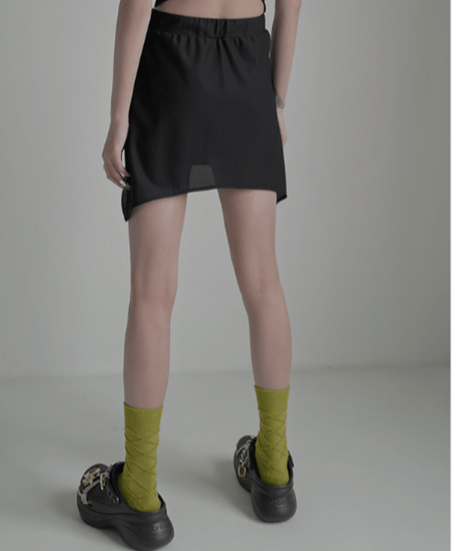 Asymmetric Skirted Flare Pants