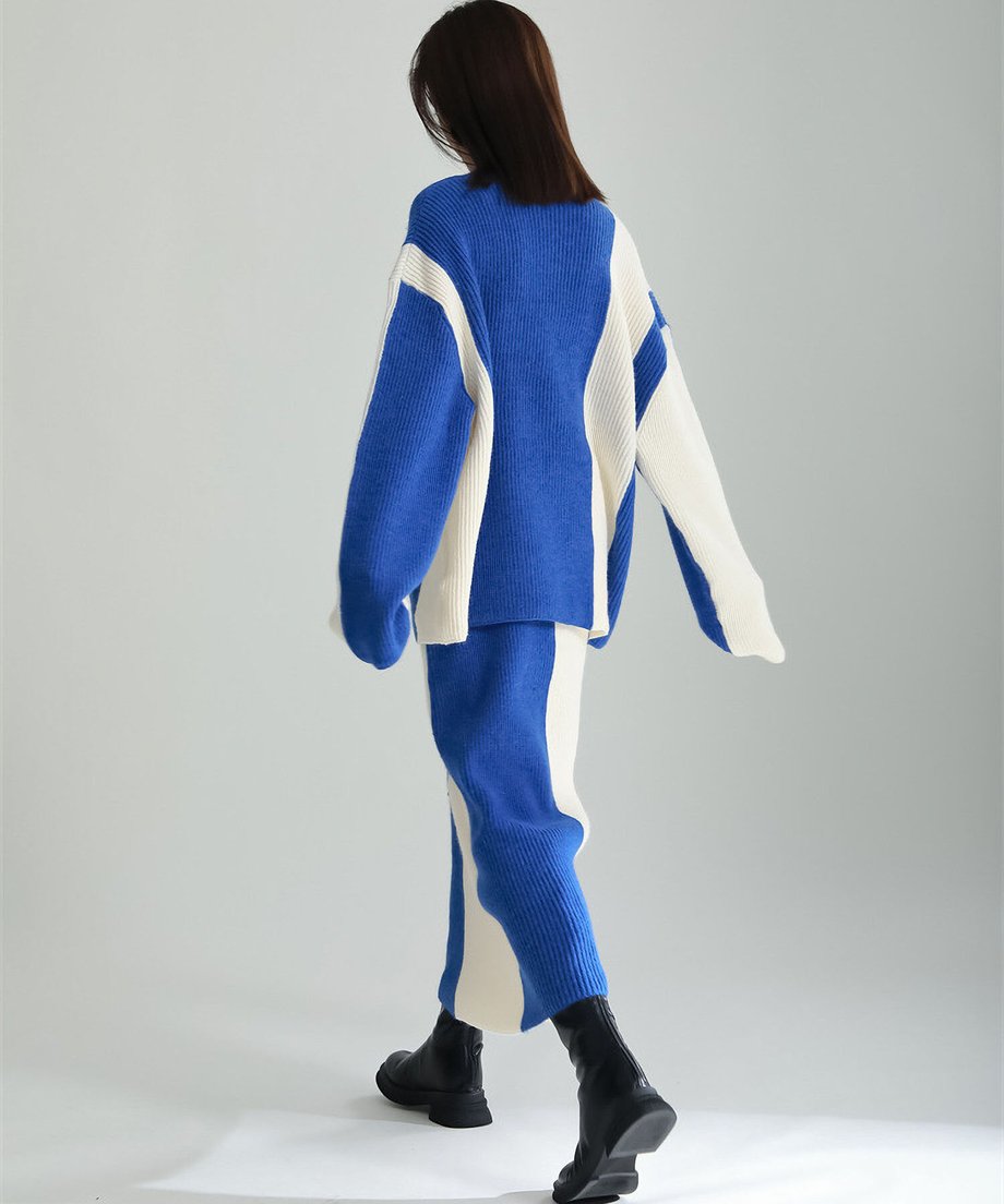 Bicolor Sweater & Skirt Co-ord