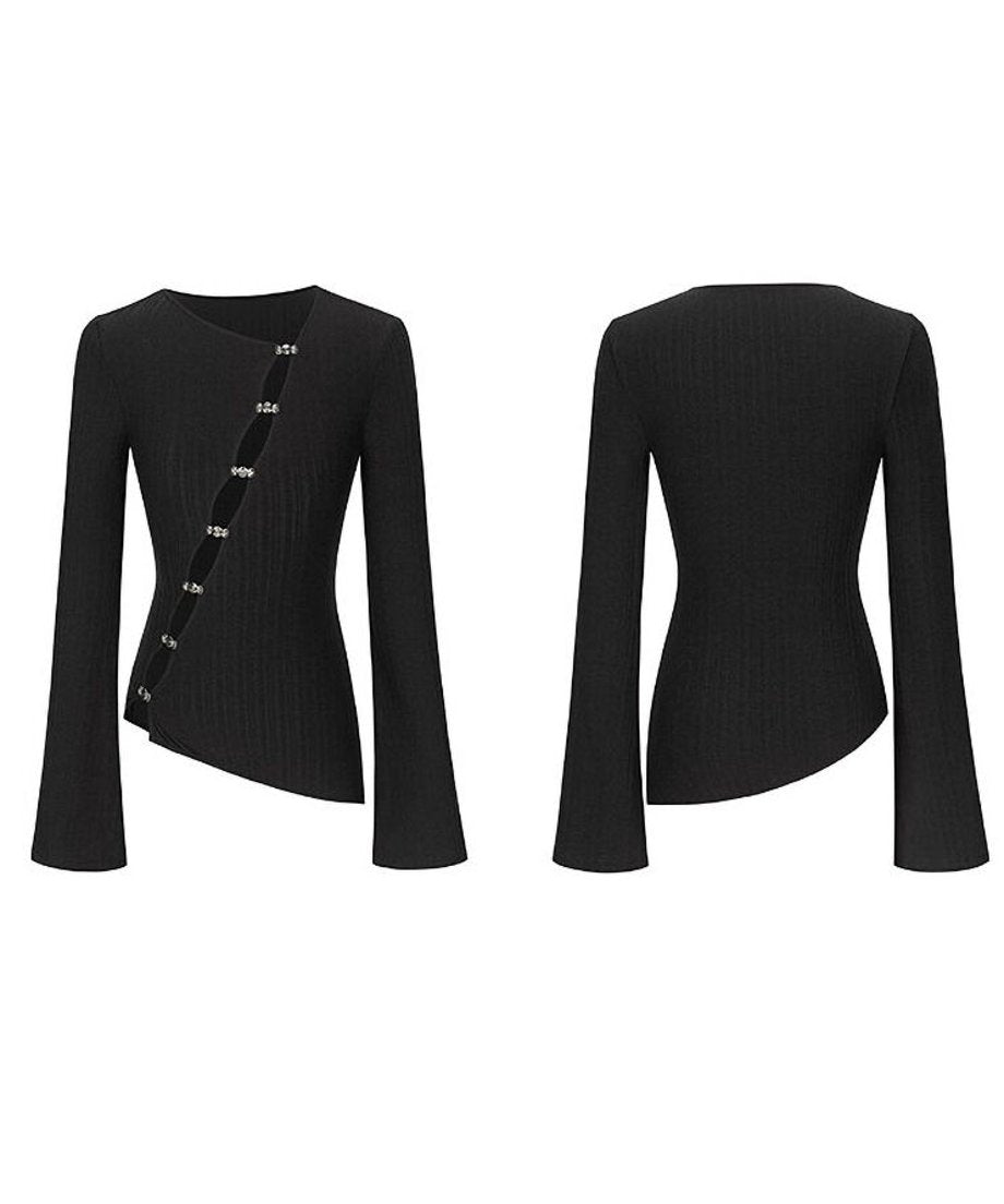 Asymmetric Cut-Out Hook Cardigan