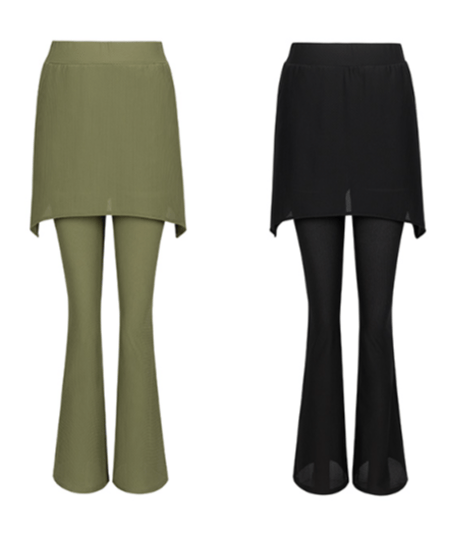 Asymmetric Skirted Flare Pants