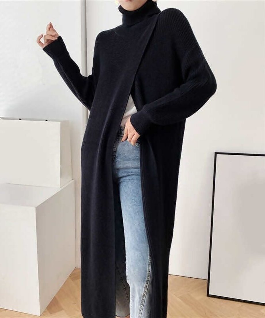 Long Knit Drape Sweater