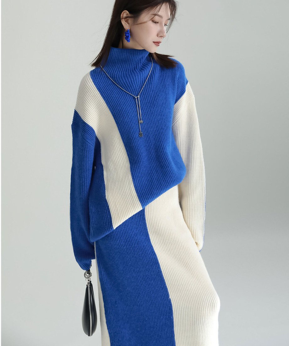 Bicolor Sweater & Skirt Co-ord