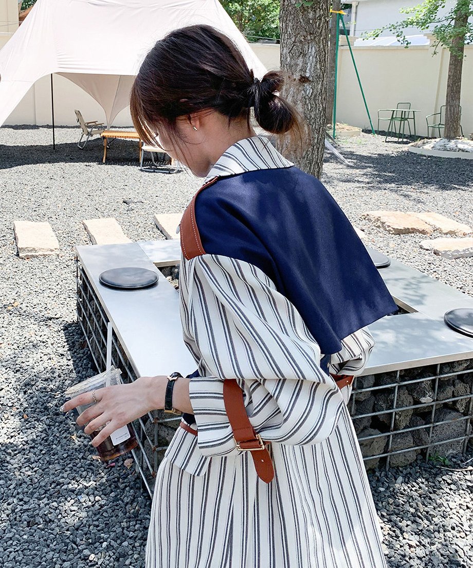 Striped Short Trench Coat
