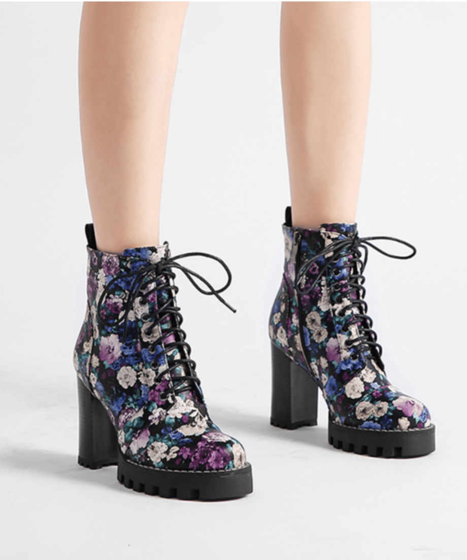 Gradient Flower Platform Boots