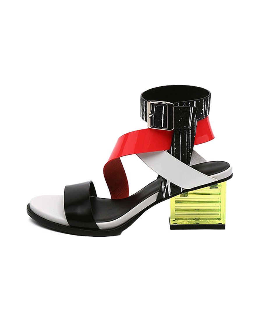 Square Clear Heel Sandals
