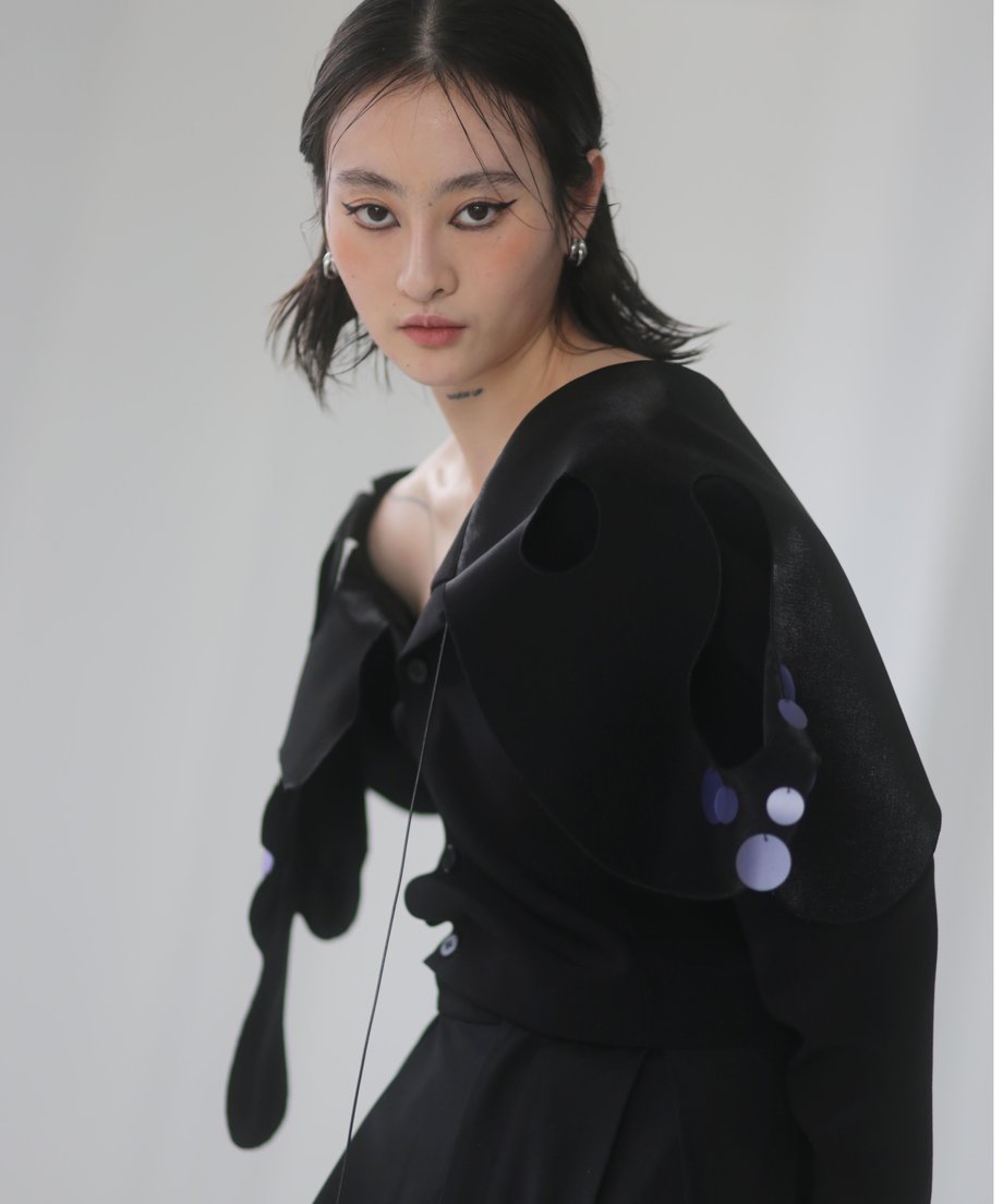 Abstract Cut-Out Crop Jacket