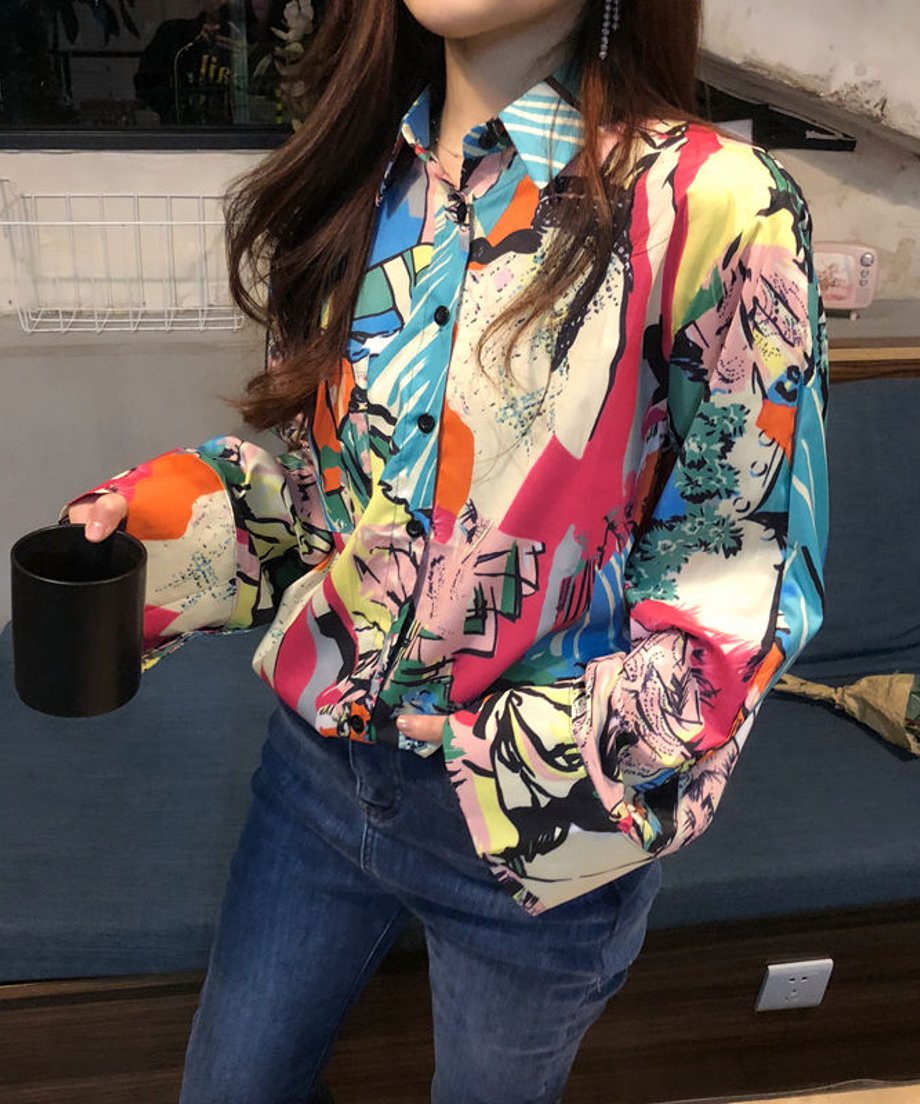 Abstract Color Print Shirt