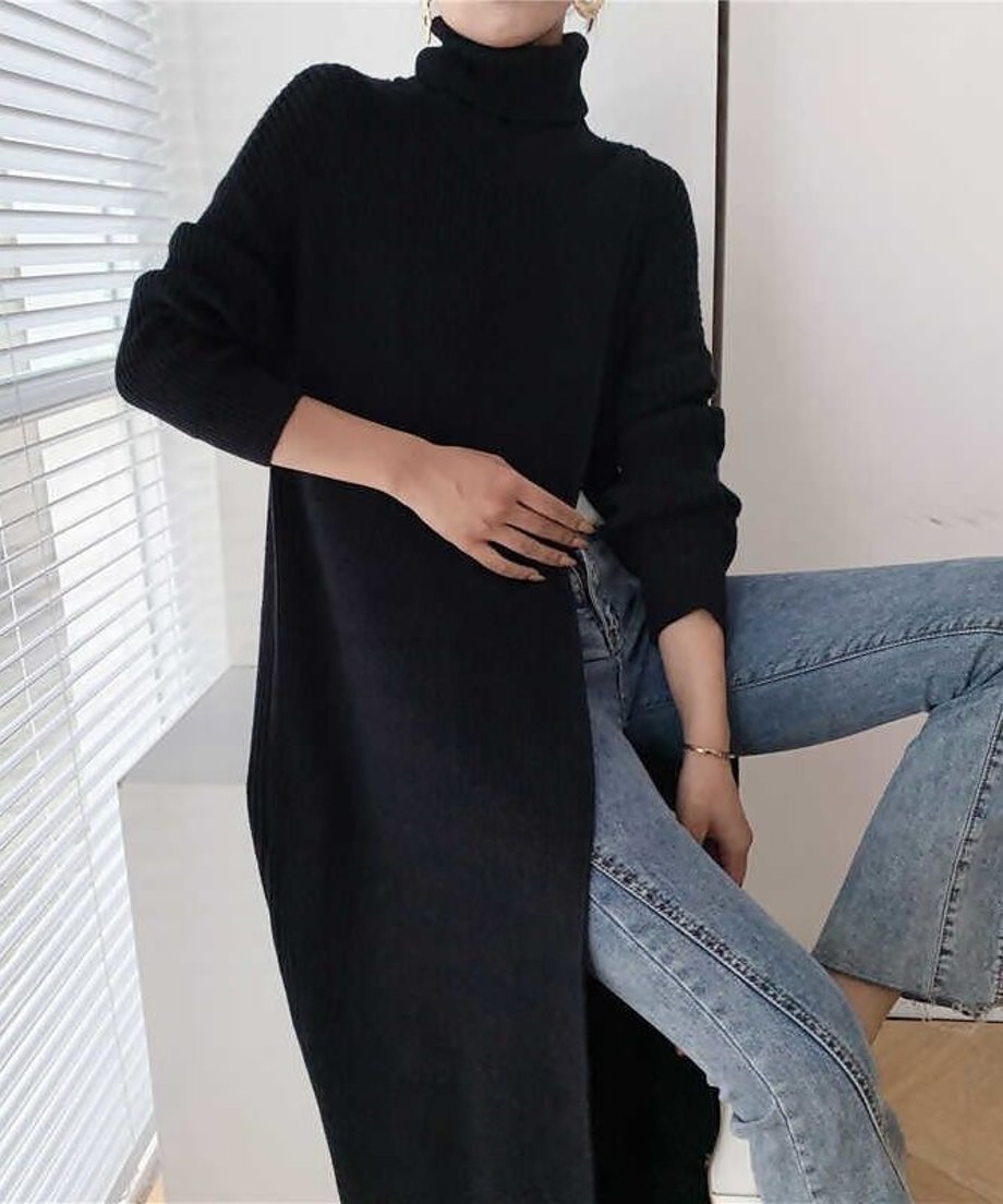 Long Knit Drape Sweater