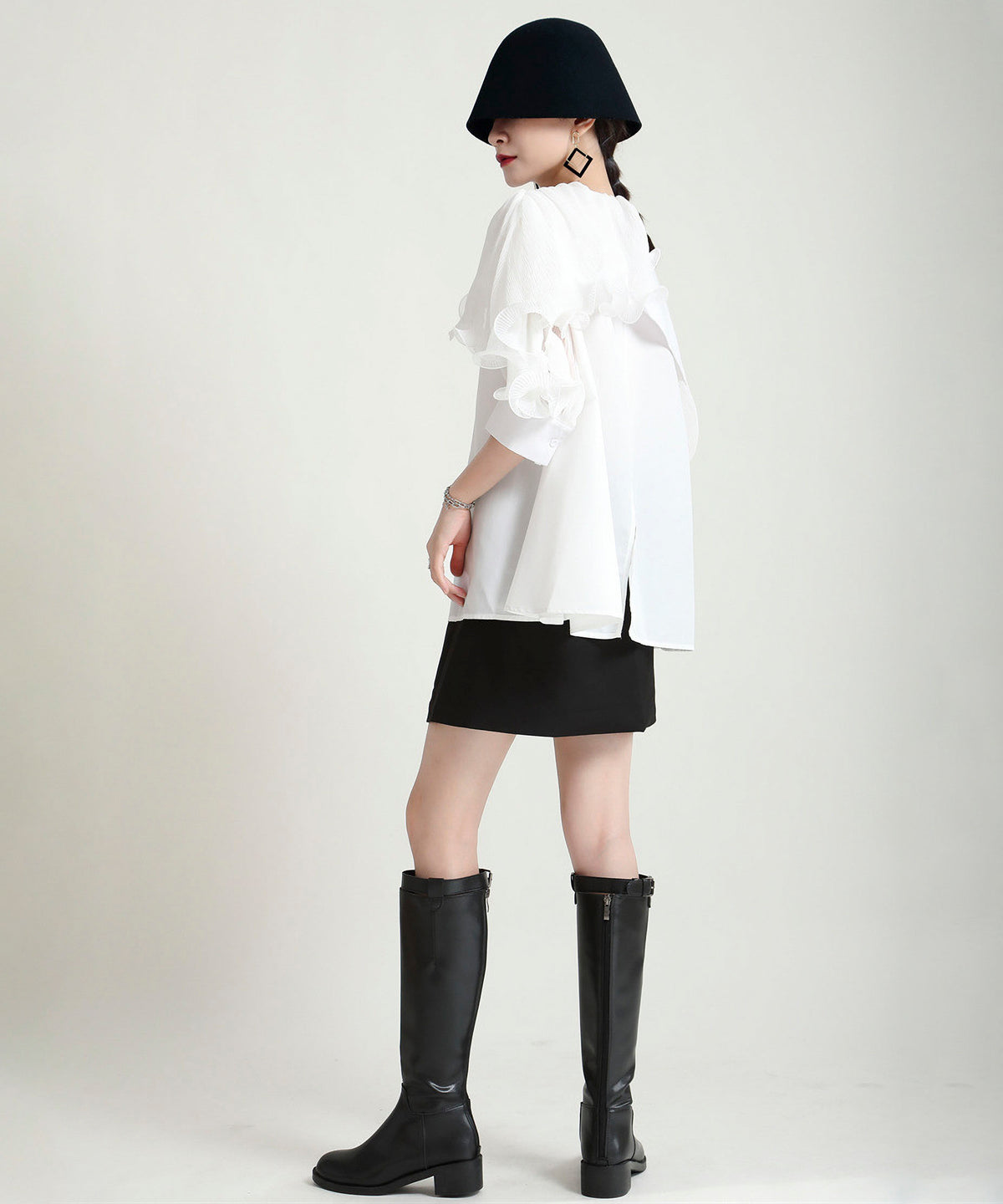 Ruffle Pleated Short Blouse