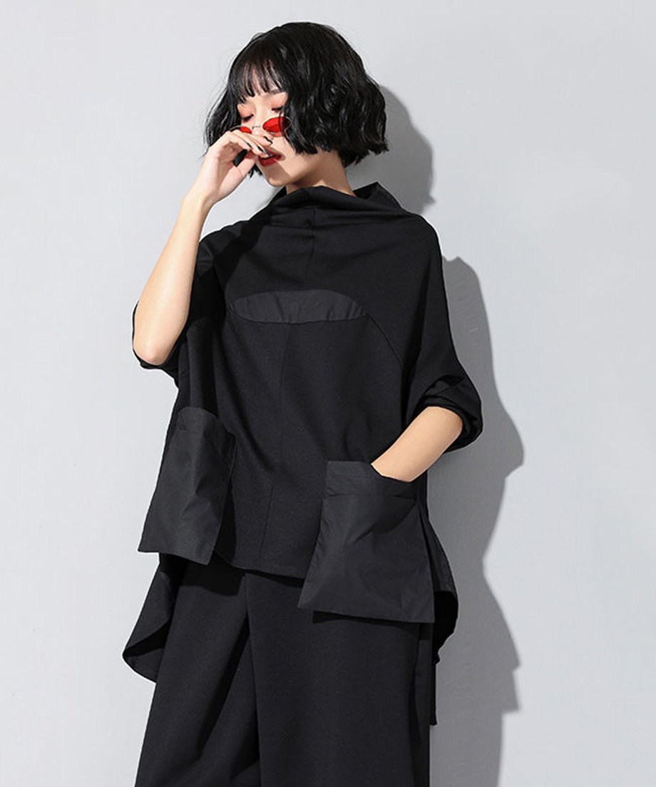 High Neck Box Pocket Top