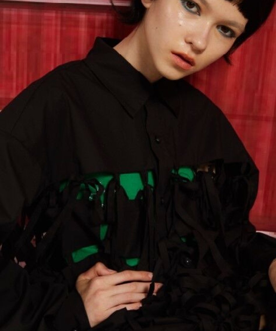 Patchwork Hollow Long Blouse