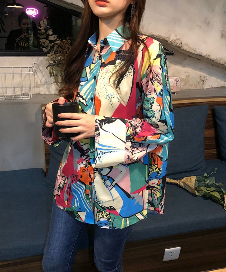 Abstract Color Print Shirt