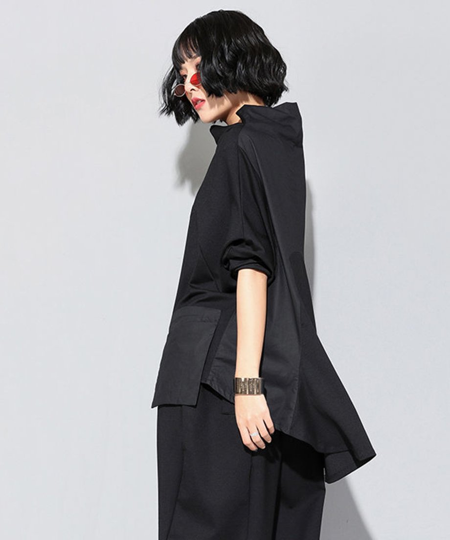 High Neck Box Pocket Top