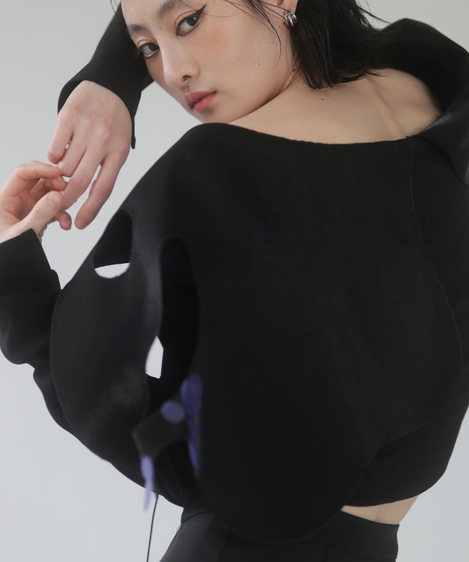 Abstract Cut-Out Crop Jacket
