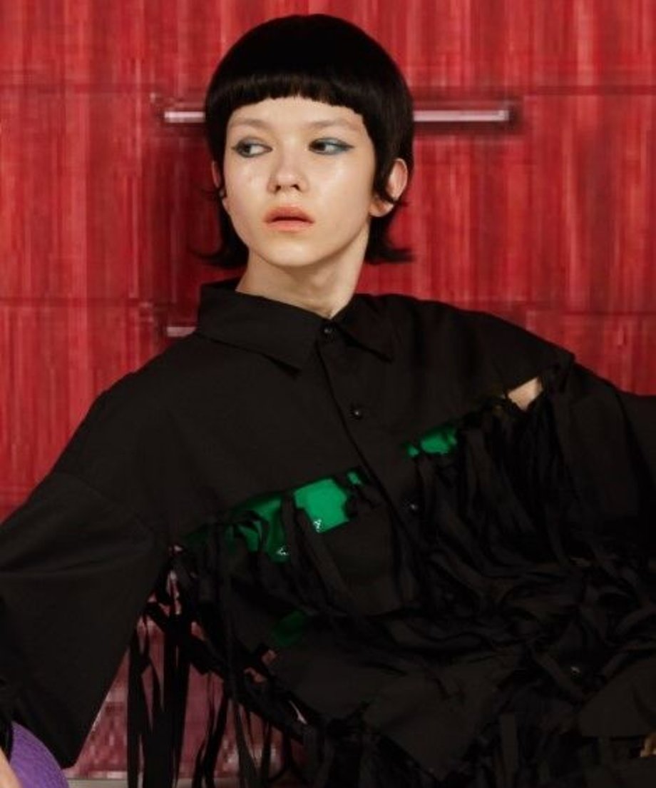 Patchwork Hollow Long Blouse