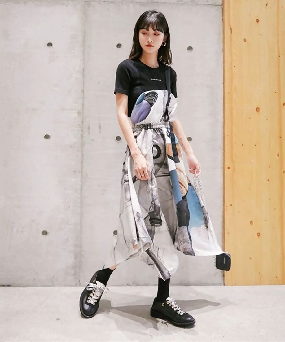 Planet One-shoulder Dress