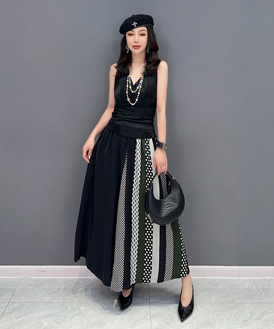 Half Dot Pttern Wide Pants