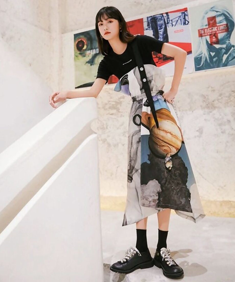 Planet One-shoulder Dress